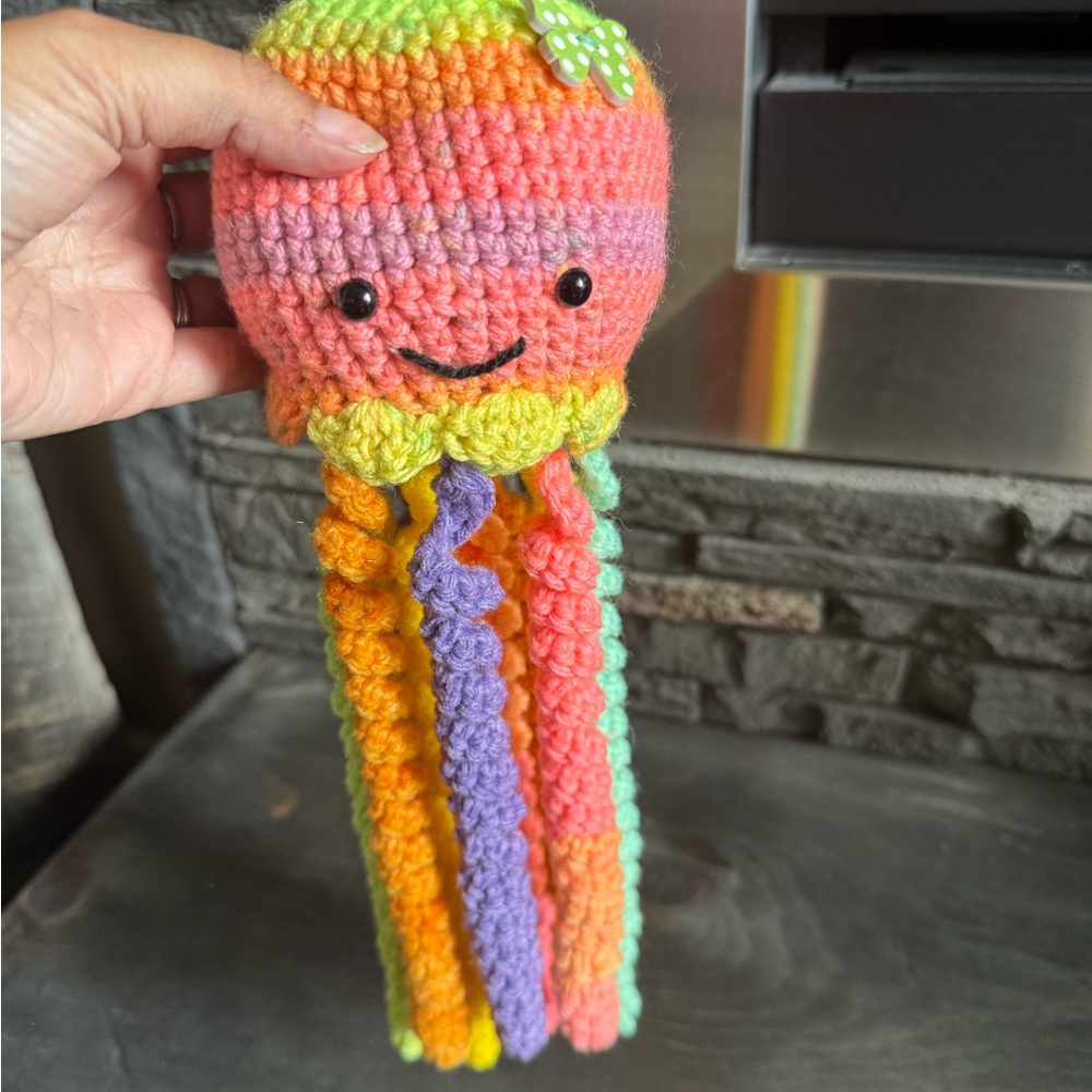Colorful Crochet Jellyfish Stuffed Animal